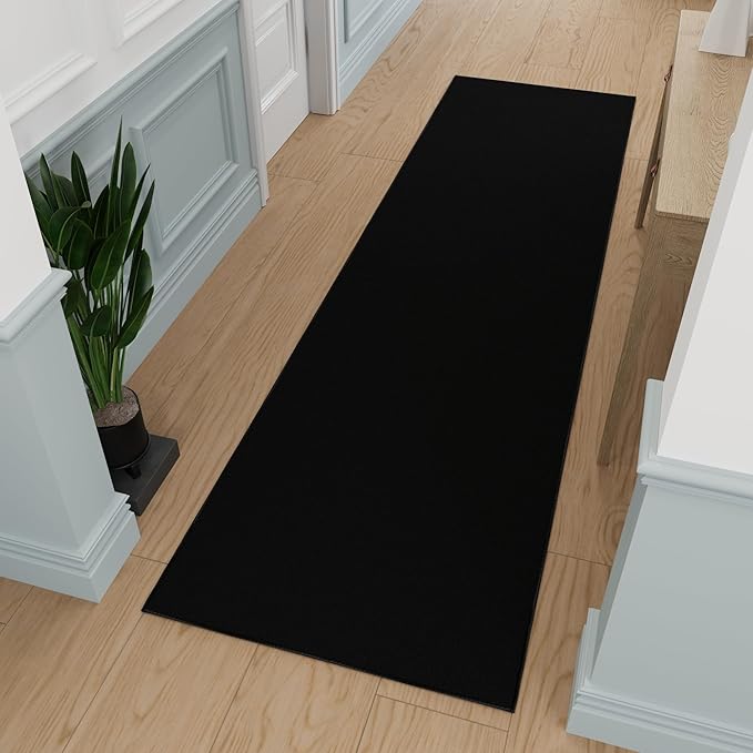 Ottomanson Hallway Runner Rug 2'7" x 12' Non Slip Solid Area Rugs Easy to Clean by Ottomanson