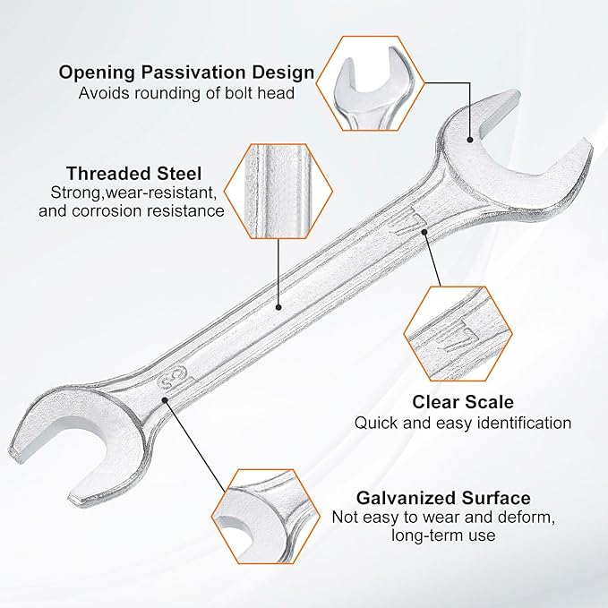 HARFINGTON 5pcs Double Open End Wrench 13mm x 17mm Metric 15 Degree Offset - Image 4