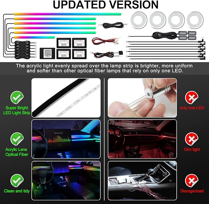 Dreamcolor Acrylic Interior Car LED Strip Light - Image 5