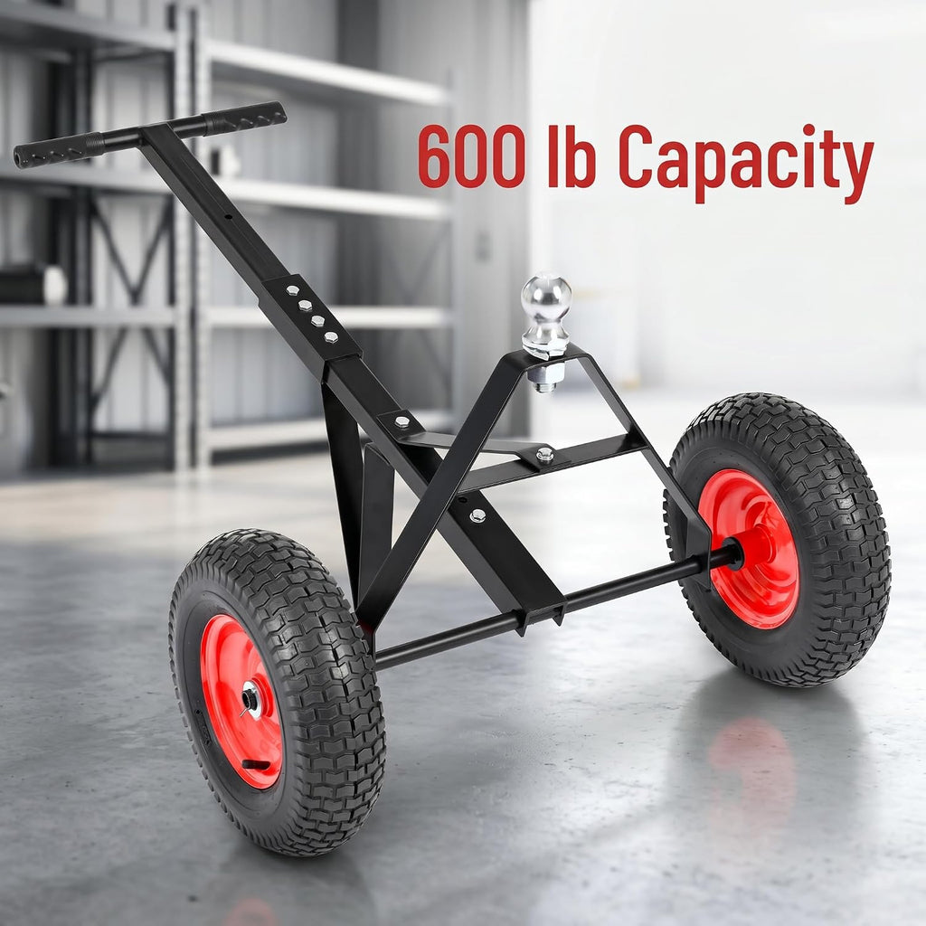 Steel Trailer Dolly 2in Ball 600lb Capacity for Car RV Boat Camping with 13in Pneumatic Tires