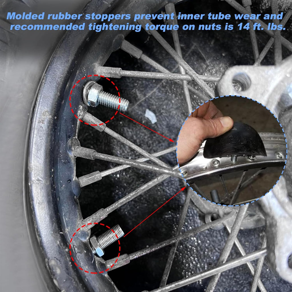 Motorcycle Wheel Rim Lock, 1.6" Tire Inner Tube Safe Lock Replacement with Molded Rubber Stoppers, Aluminum Tyre Rim Locks Prevent Inner Tube Wear for Dirt Bike Motocross