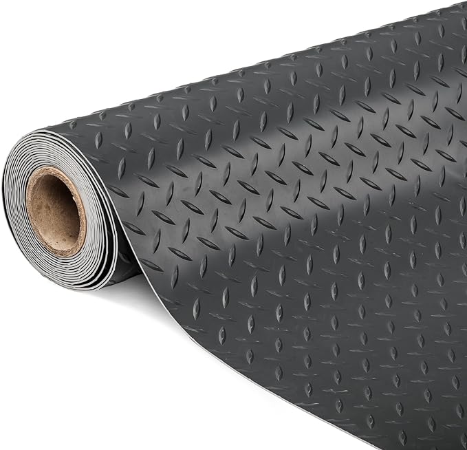 TUFFIOM 7.5 x 20 FT Garage Floor Mat, Thickened Diamond Plate PVC Garage Mats by TUFFIOM