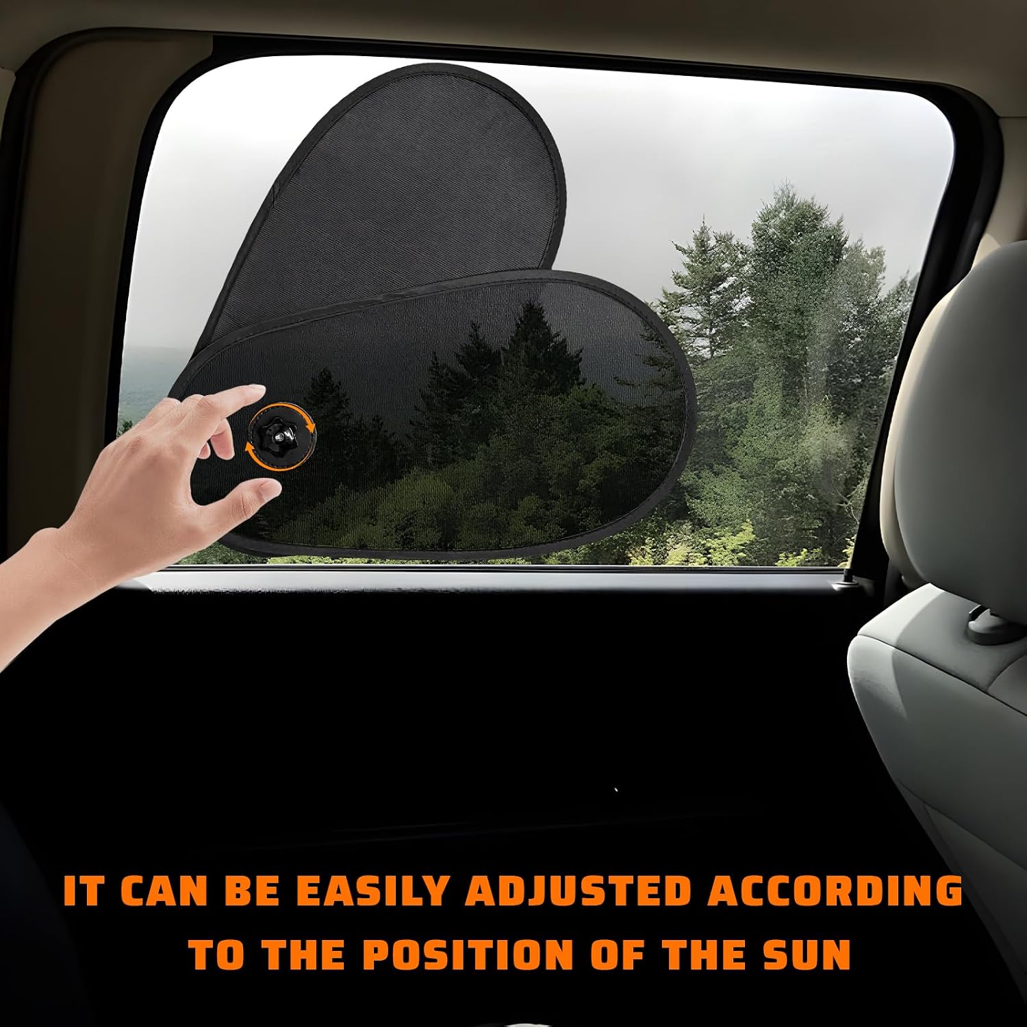 2 PCS Car Window Shades, Rotatable Side Window Sun Blockers Vehicle Sunshade Covers with Suction Cups, Adjustable Mesh Automotive Sun Shades for Glare & UV Protection