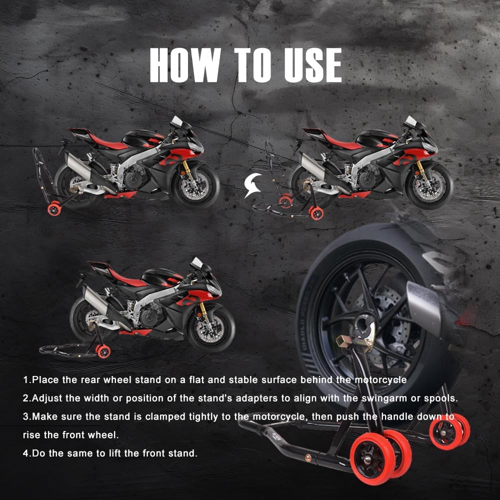 Motorcycle Stands Front Rear, 850lbs Front and Rear Combo Stand Lift with 4 T...