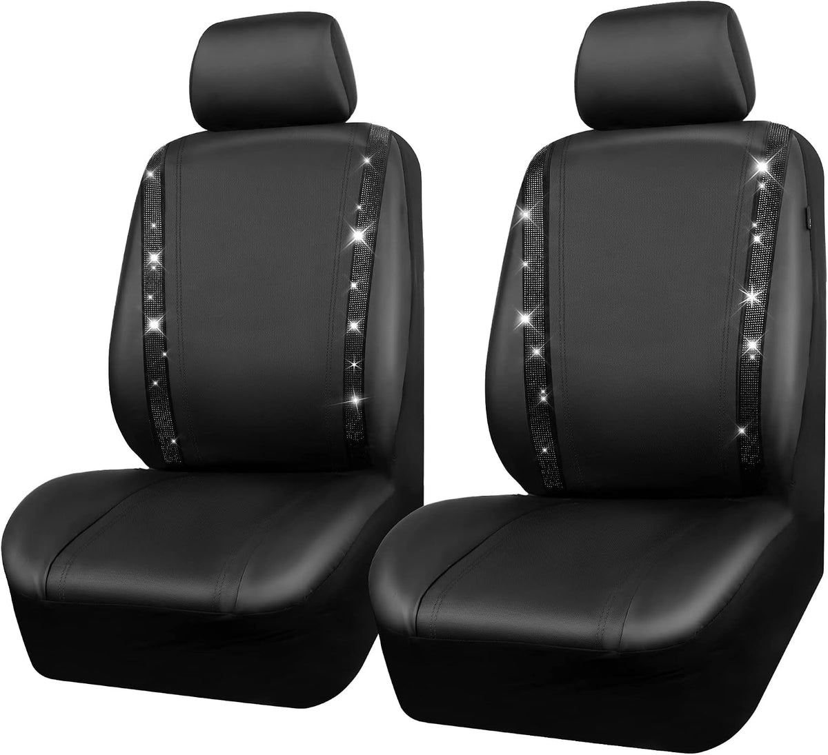 car pass leather bling diamond car seat covers, front angle view