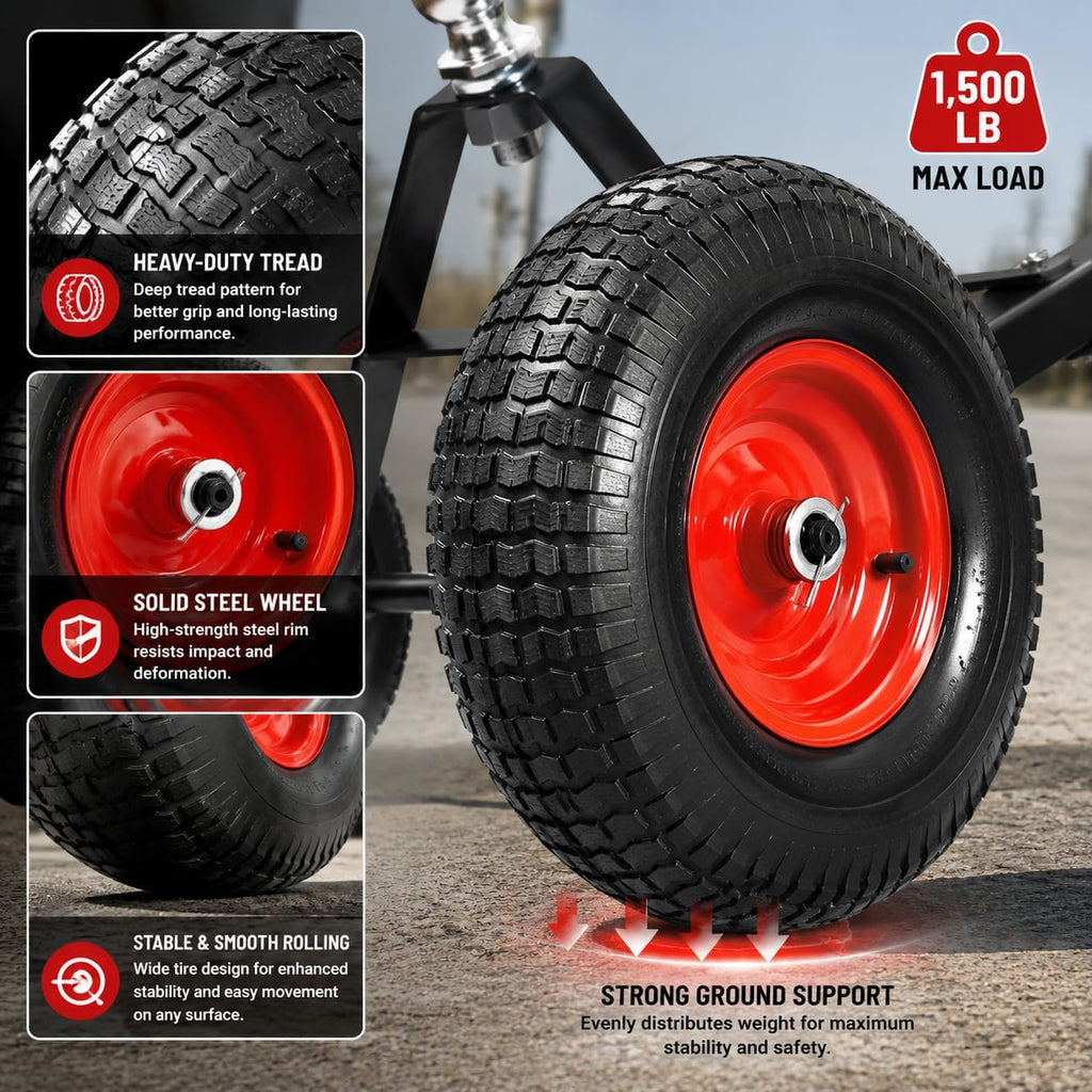 Trailer Dolly, Heavy-Duty Steel Trailer Mover Dolly with 2 Inch Ball and 600 lbs Capacity Handle for Easy Maneuvering of Boat, for Moving Car RV Boat Trailer, Great for Camping