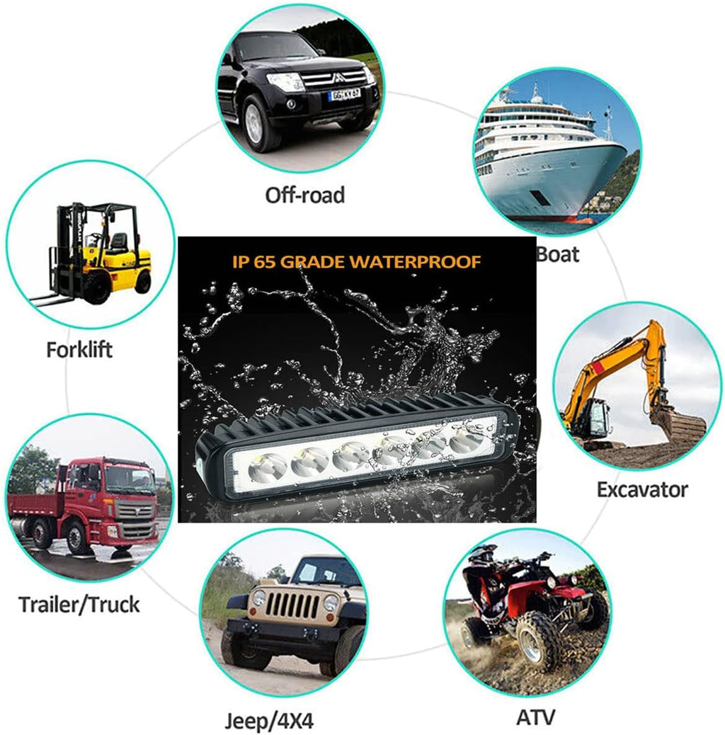 Yibid Motorcycle 18W LED Driving Work Front Fog Head Light Lamp with 3 Wire Flashing Brake Replacement for Bobber Cafe Racer Cruiser ATV Vessels Off-Road Vehicles Trucks Fire Engines SUV ATV 4WD Car