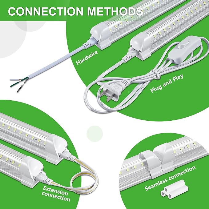 8Pack 8FT LED Shop Light Garage Light, 100W 6000K White Light 15000LM Super