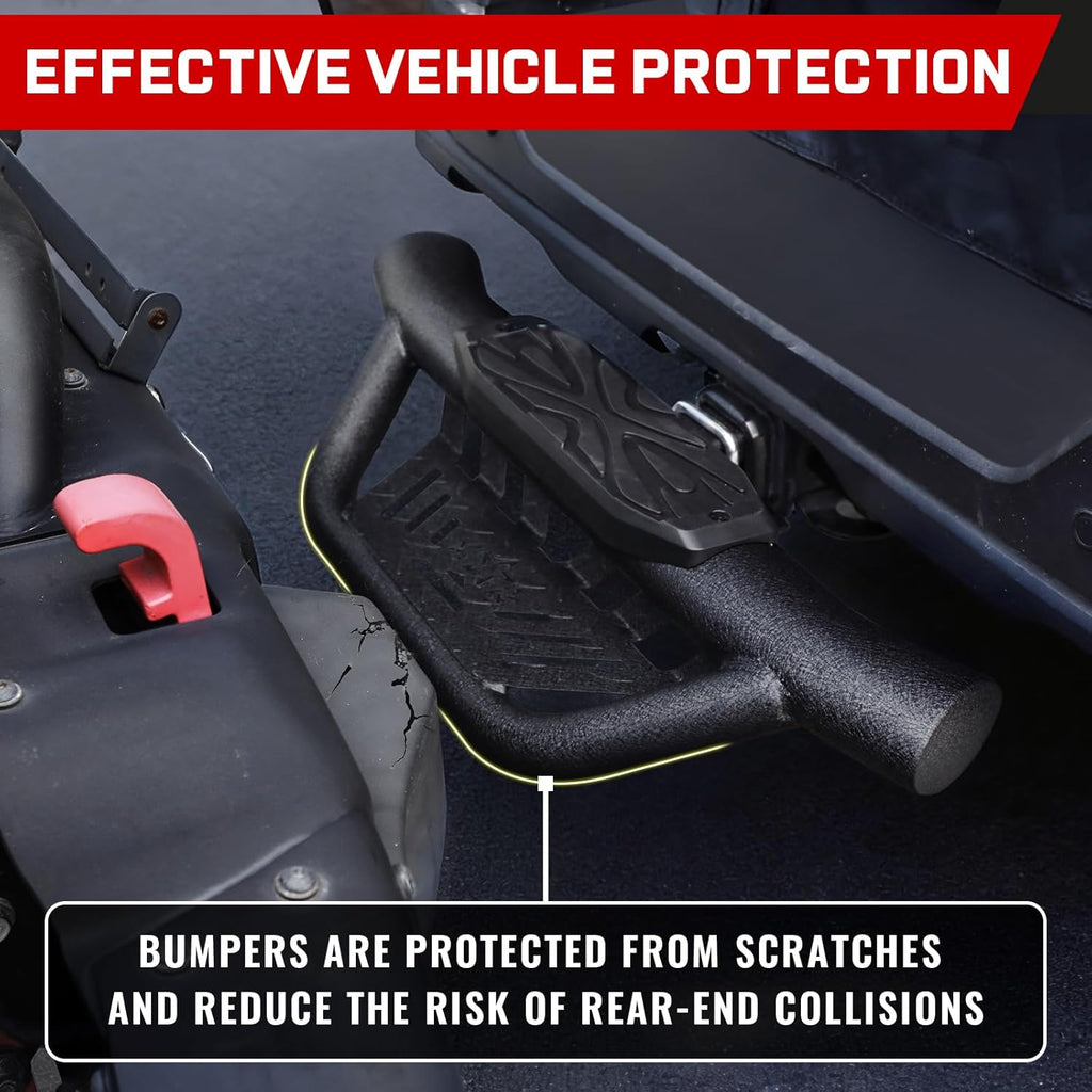 Double Layer Tow Hitch Step for 2" Hitch Receiver, Carbon Steel with Dual-Stage Black Powder Anti-Slip Trailer Hitch Step Universal Fit for Trucks SUV Car Van