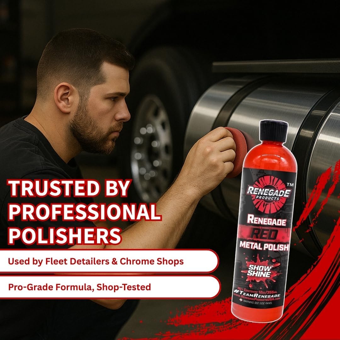 Renegade Products Red Liquid Metal Polish - Metal Polish & Car Scratch Removal, for Use on Chrome, Stainless Steel, & Aluminum, Cleaner & Polish for Cars, Trucks, Bikes