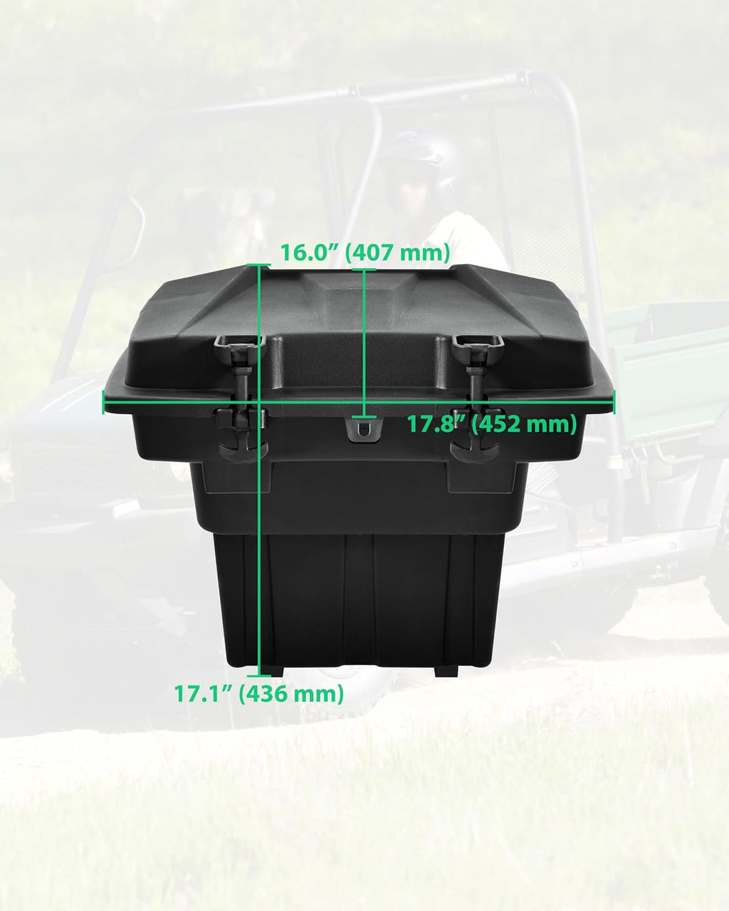 SAUTVS Cargo Box for Kawasaki Mule 4000 4010 2009-2027, Mule SX 2017-2027 | Rear Bed Storage Box, 20L PP Trunk Storage Bin, IP67 Waterproof, Removable Design