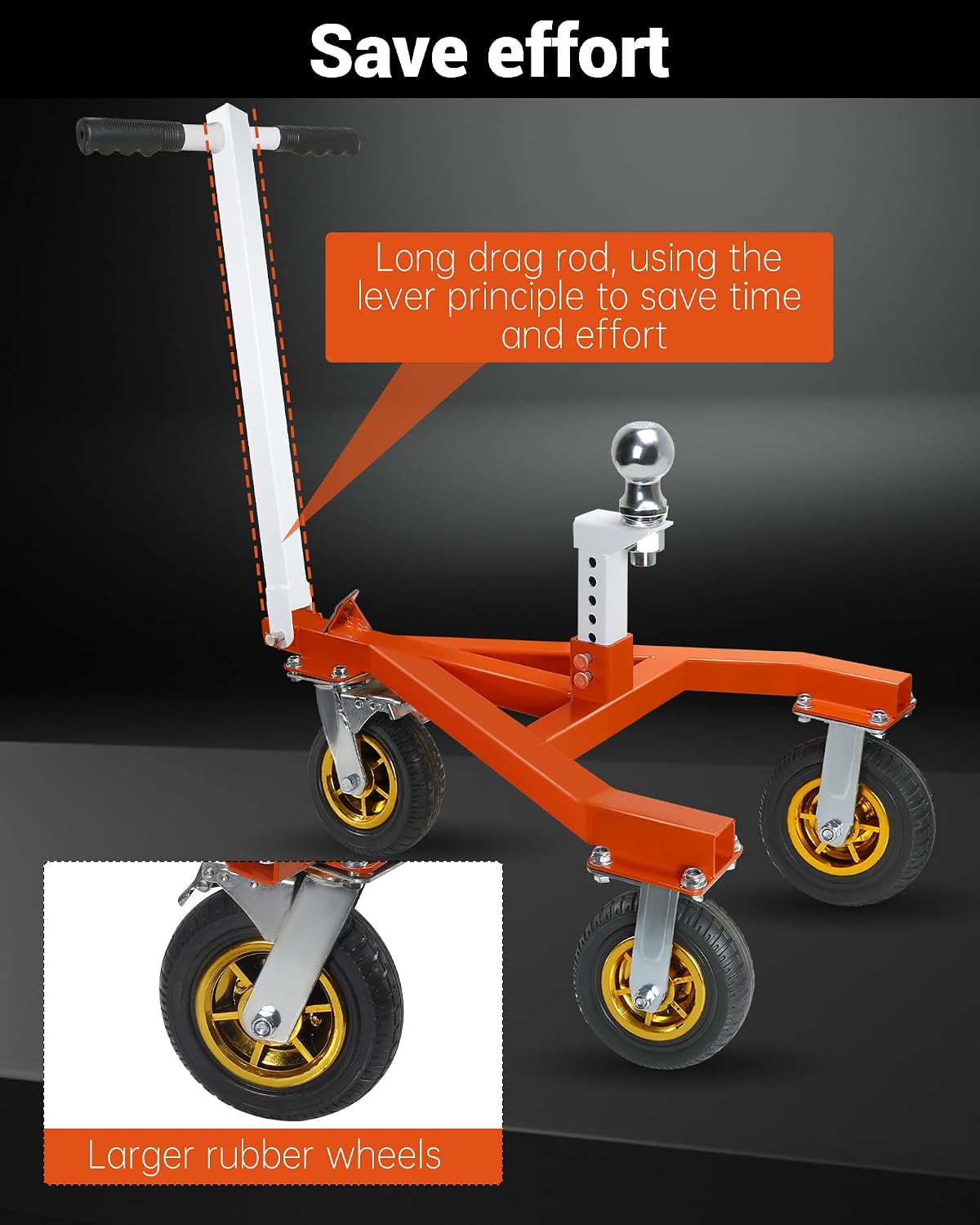 Trailer Dolly, 3500 lb Tongue with 2'' & 2-5/16'' Receiving Tongues | Heavy Steel Trailer Mover, Suitable for RV Boat Motorcycle Jet Ski