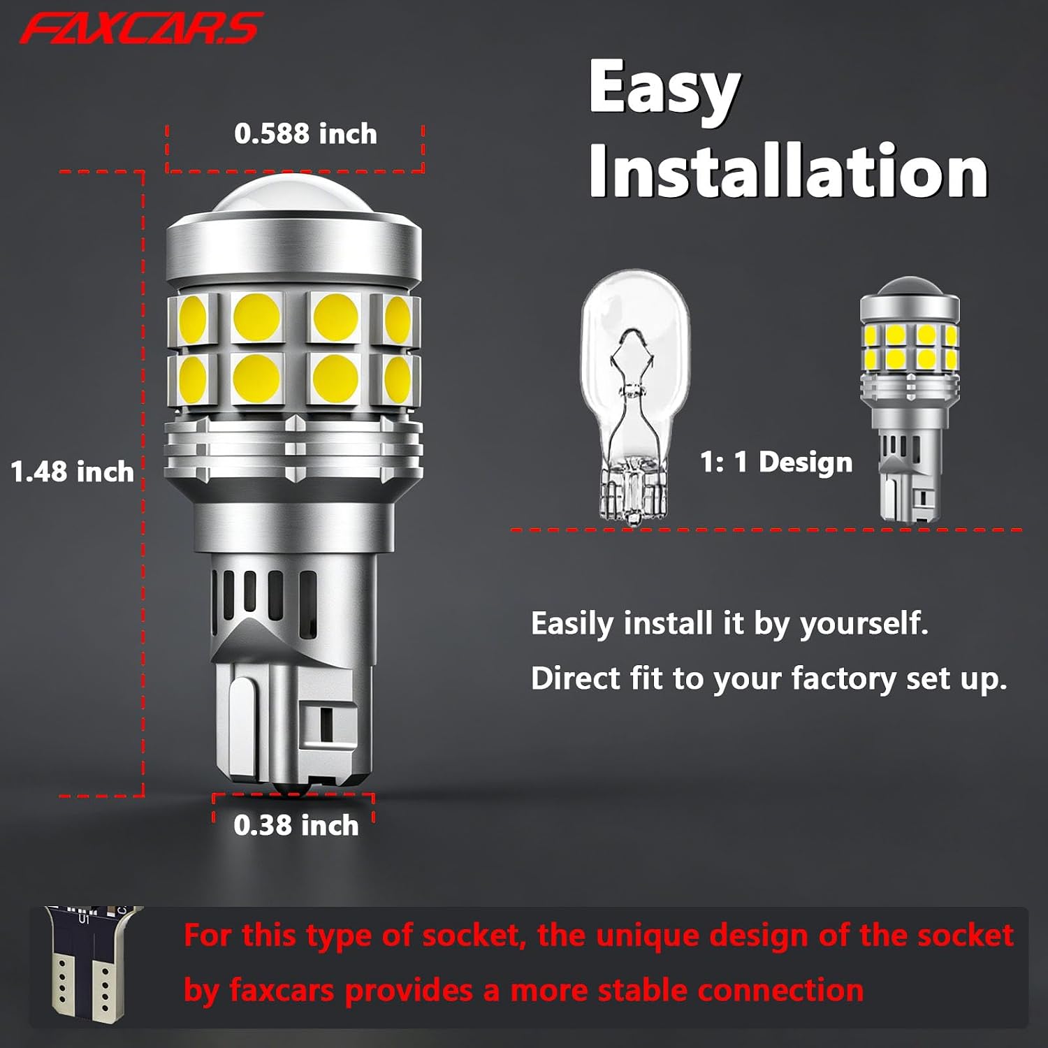 921 W16W LED Backup Light Bulbs for Toyota Tacoma 2001-2019 2020 2021 2022 2023 Reverse Lamp, 6000K Cool White Super Bright 912 OEM Replacement Plug and Play SMD 3030, Pack of 2