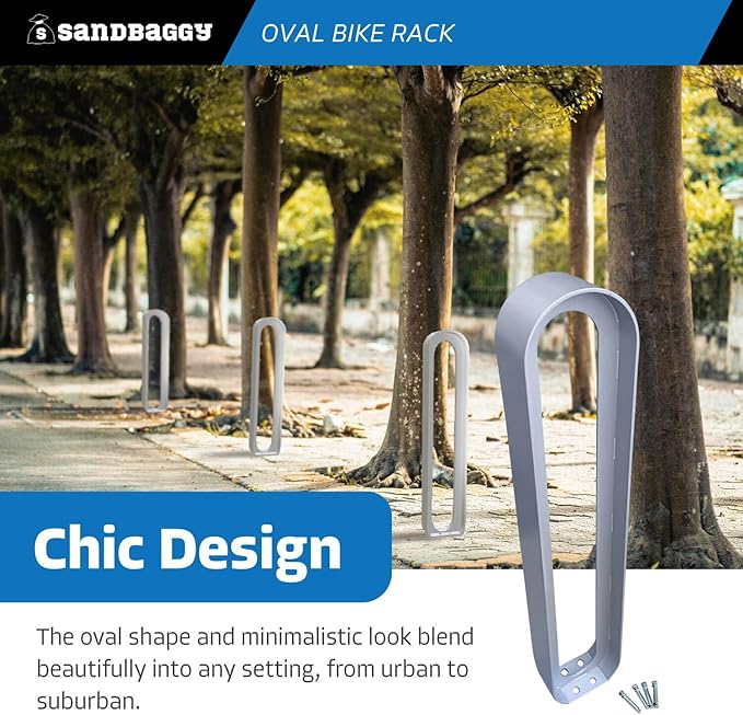 Sandbaggy Modern Commercial Bike Rack | 6.5” x 3” x 35” Oval Design | In-Ground - Image 4