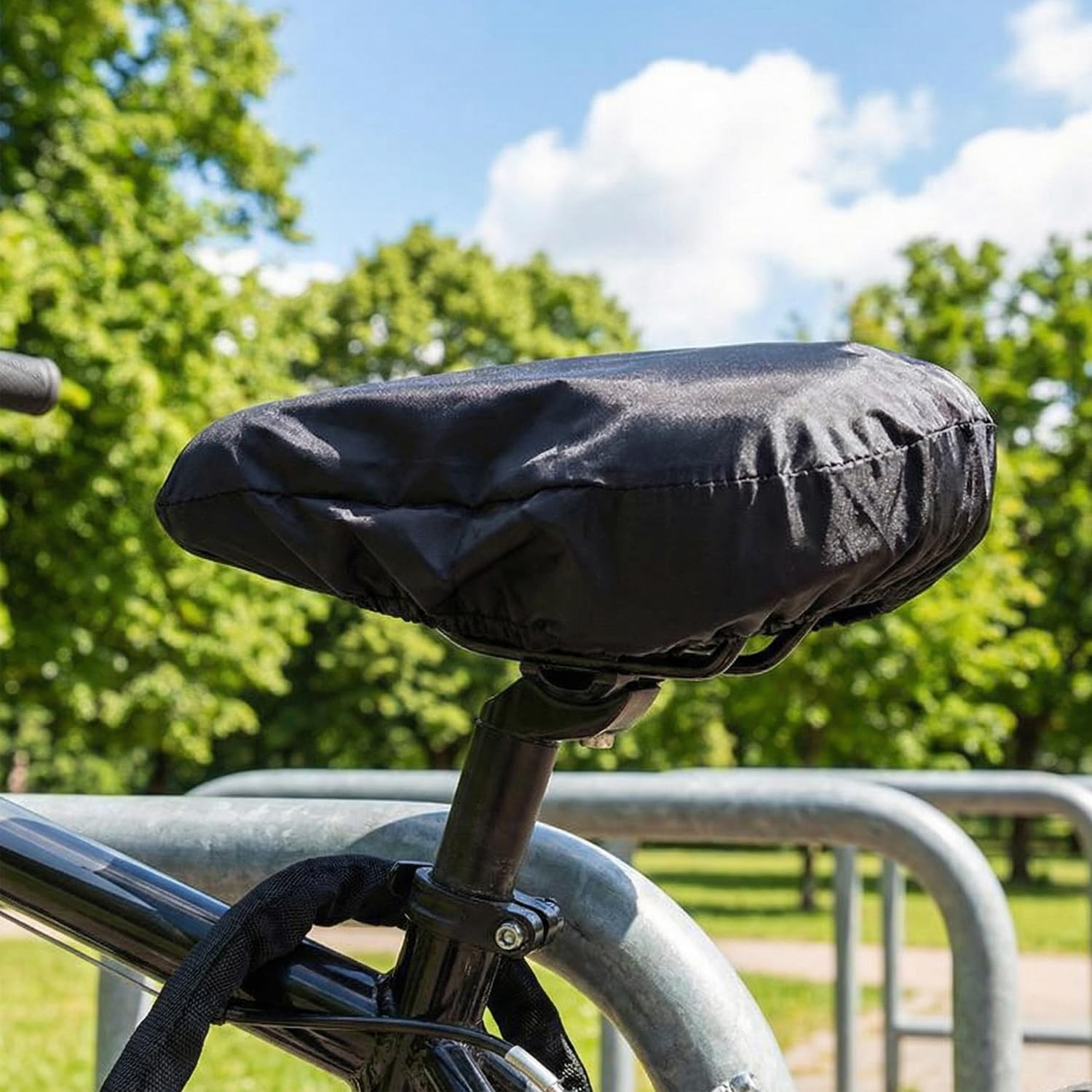 2 Pieces Black Universal Seat Cover with Elastic for Bike and Bicycle,Waterproof Seats Cushion Protection Multiple Rain Dustproof Cover Protector for Unisex Women Men, Outdoor Travel Accessories