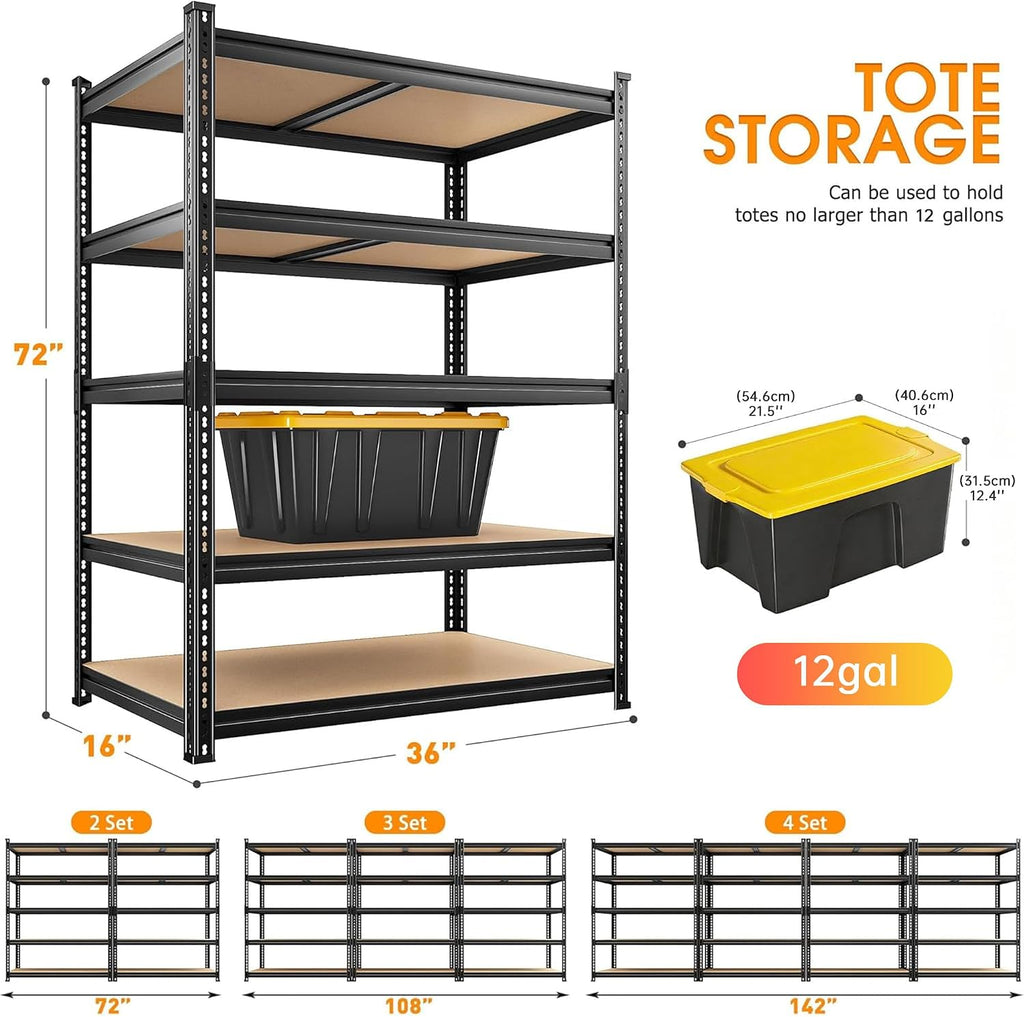 reibii 2 pack garage shelving, 2400lbs each,heavy duty, close-up detail