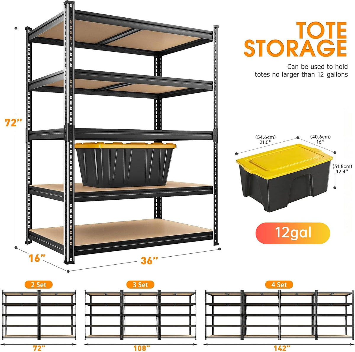 reibii 2 pack garage shelving, 2400lbs each,heavy duty, close-up detail