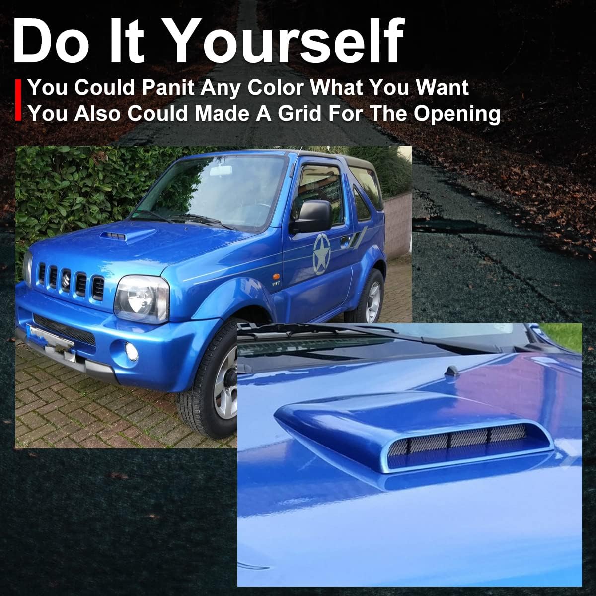 Universal Car Air Flow Decorative Intake Hood Scoop Turbo Bonnet Vent Cover (Black)