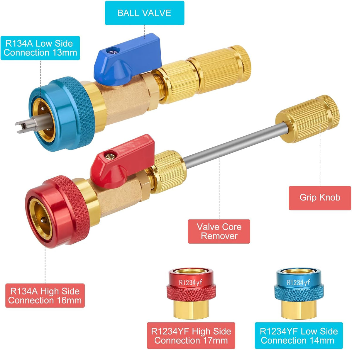 ac valve core removal tool r134a r1234yf ac, side view