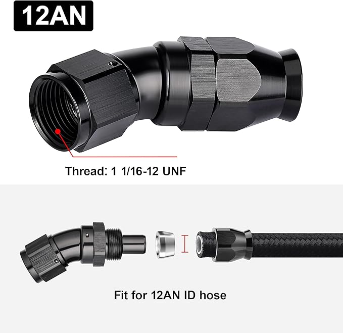 EVIL ENERGY 12AN 30 Degree PTFE One Piece Full Flow End Hose Fitting Aluminum - Image 4