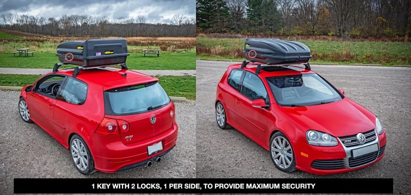 18 Cubic ft. Rooftop Cargo Carrier, Heavy-Duty Weatherproof Lockable Hard Shell Storage w/110 lb. Carrying Capacity
