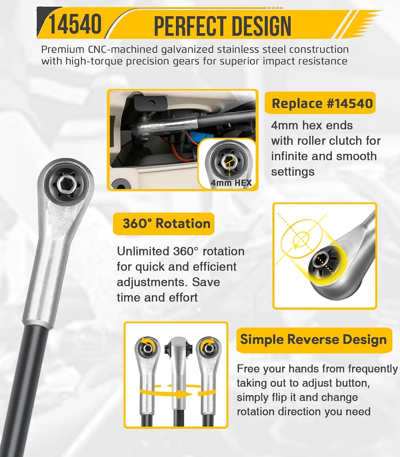 14540 Headlight Adjusting Ratchet Wrench for Ford, 4MM Hex Tool for Headlight Adjustment Screw