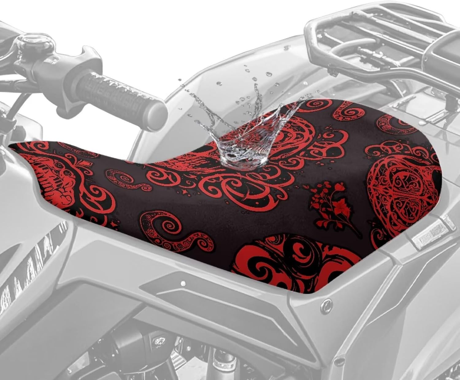 Skull Universal ATV Seat Cover Horror Halloween Bloody Skull Comfortable Breathable Soft Non Slip Seat Cover Protector Mexican Day of The Dead Compatible with Most Models