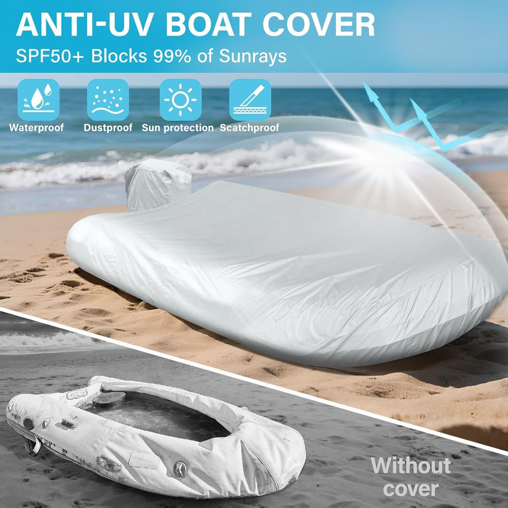 900D Inflatable Boat Cover 10-11ft with Lining,Motor Cover&Storage Net