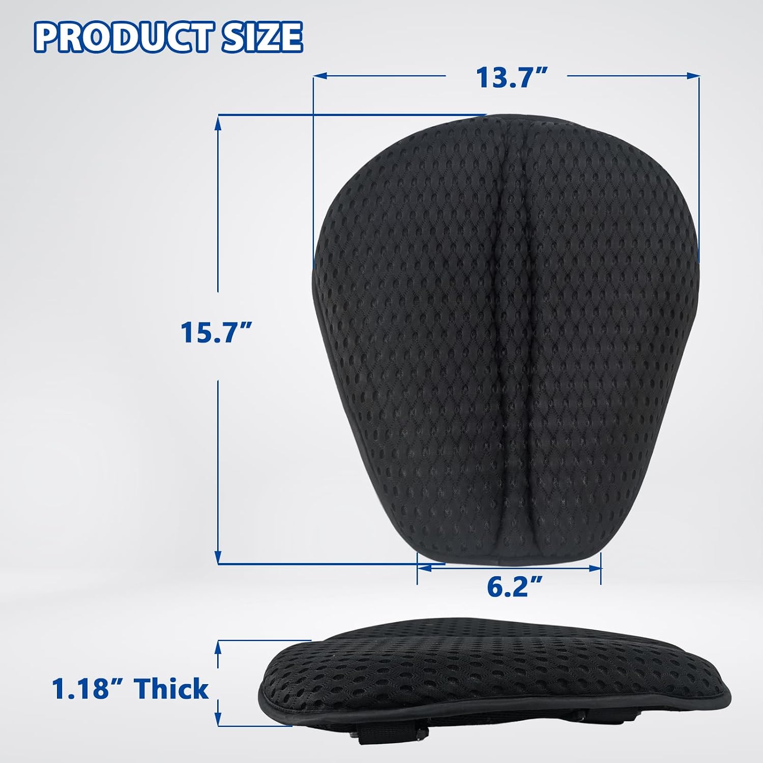 AEROiVi Airflow Pro Motorcycle Seat Pad – Ultra-Breathable 3D Mesh & Quick-Dry Fabric | 1.18" Thick Ergonomic Support | Anti-Slip Silicone Dots | Machine Washable for Easy Cleaning