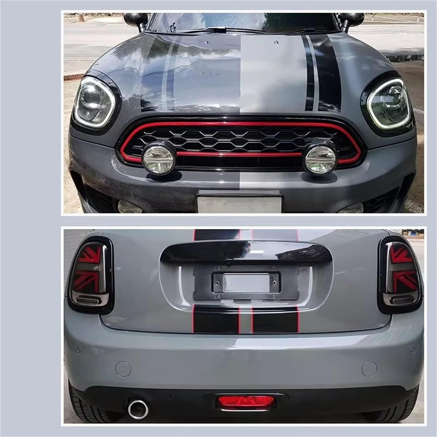 car Exterior Accessory Compatible with Mini for Cooper S for JCW F60 for Countryman 2018-2020 Car Head Lamp Rear Taillight Frame Ring Cases Housing Accessories(Rear (2pcs))