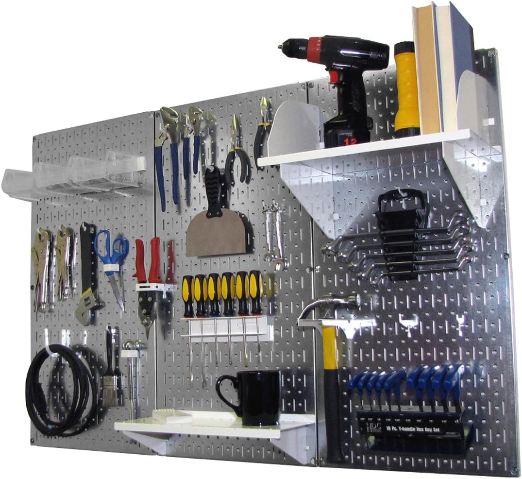 wall control pegboard organizer 4 ft. metal pegboard shown in use
