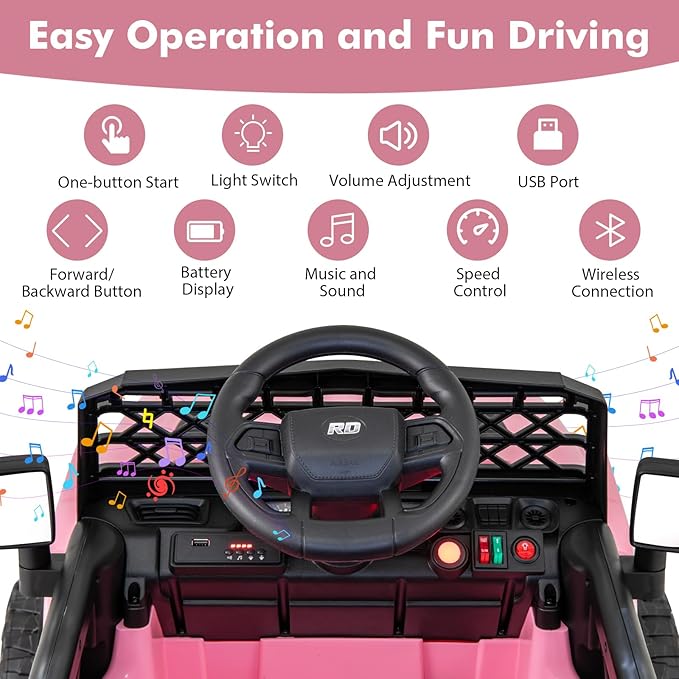 Costzon Kids Ride On Truck, 12V Battery Powered Electric Vehicles w/Remote - Image 3