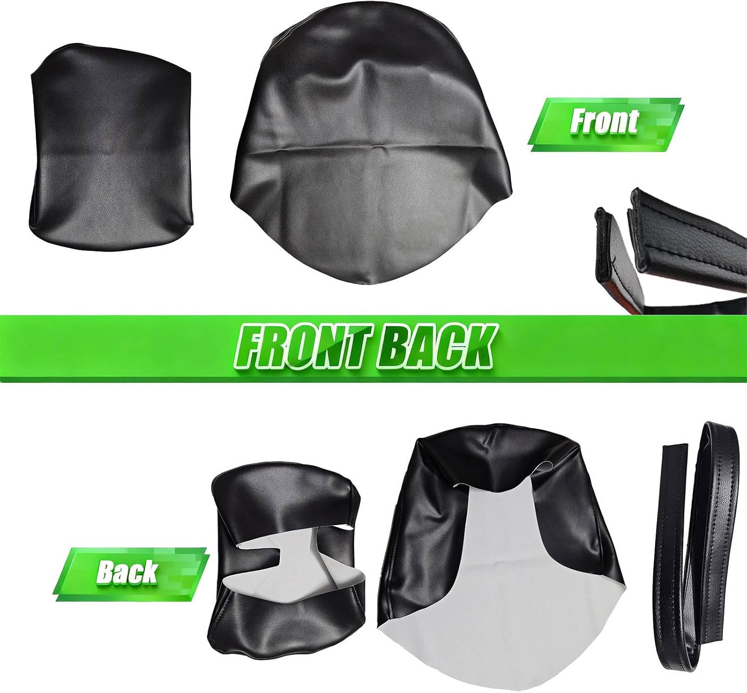 Full Wrap-Around Seat Cover for Honda VT 600 VT600 C/CD Shadow VLX Deluxe 1988-2008 /Premium Leather/Waterproof/Stain-Resistant (Black)