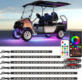 6PCS Golf Cart Underglow LED Light Kit with Built-in 12V-80V Reducer & Canopy Lights, APP & Remote Control, Sound Active Music Sync, IP67 Waterproof, Battery Drain Protect, for EZGO Yamaha Club Car
