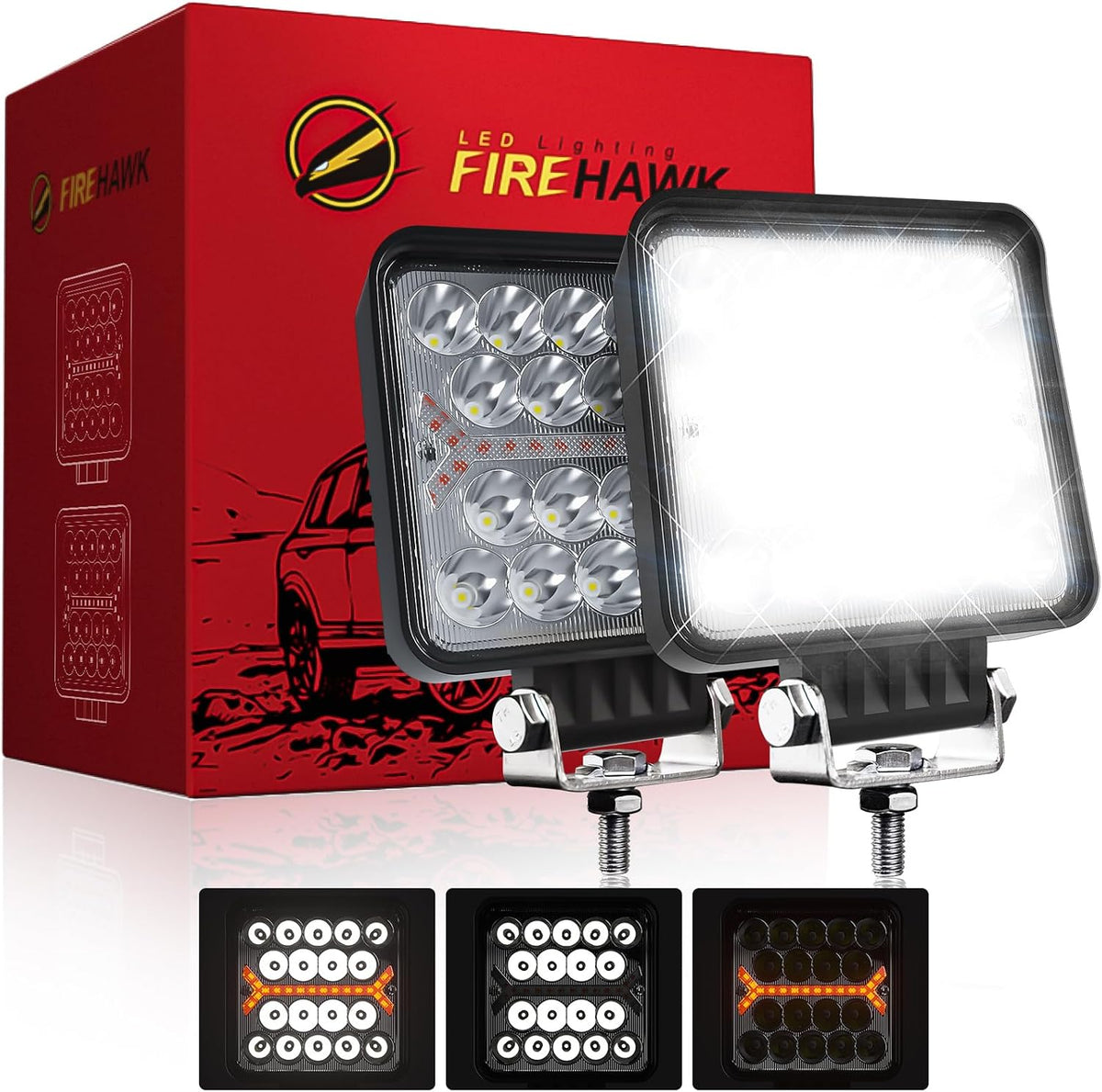 firehawk led light pods bar 4 inch 30000lm, main product view