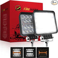 Firehawk LED Light Pods Bar 4 Inch 30000LM 60W Square Spot Flood Amber White by FIREHAWK