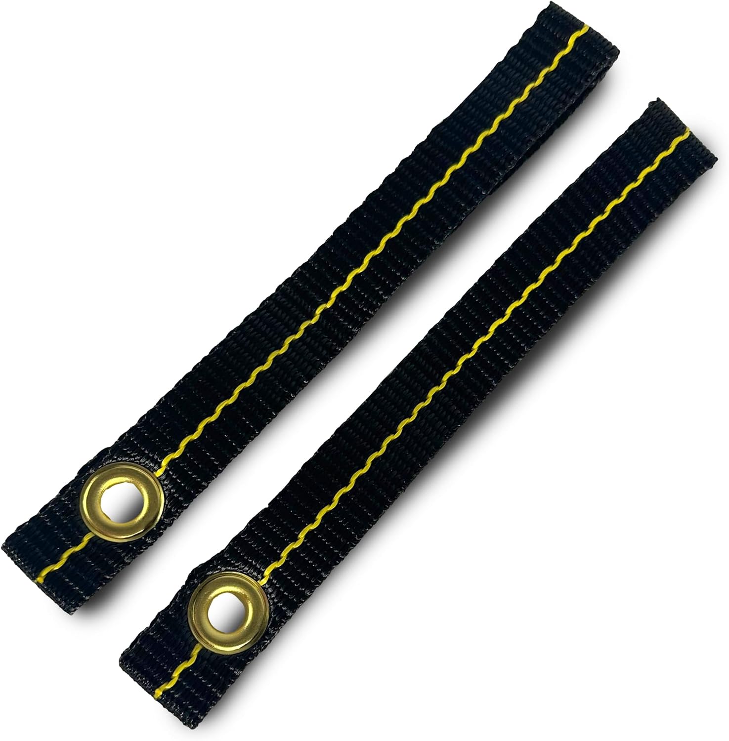 Cajun Tie Downs Hood Loop Anchor Straps — Under Hood Kayak & Canoe Tie-Down, Fits Vehicles Without Tow Hooks, 1" x 8", 2-Pack, Made in USA, Black/Yellow