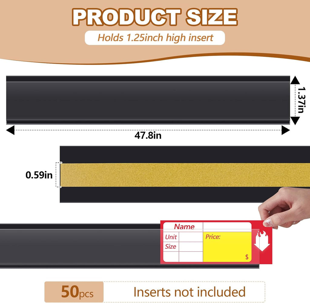 spiareal 50 pcs shelf label holders adhesive price, close-up detail