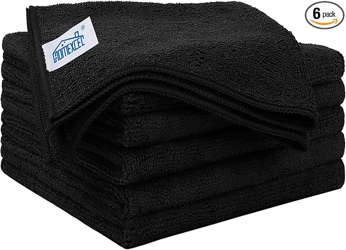 HOMEXCEL Black Microfiber Cleaning Cloth 6 Pack, 12.5 x 12.5 inch Microfiber by HOMEXCEL