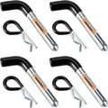 TOPSHINE Trailer Hitch Pin & Clip 4 Pack, 5/8 Inch Diameter with Rubber-Coated Vinyl Black Grip, Fits 2" Receiver