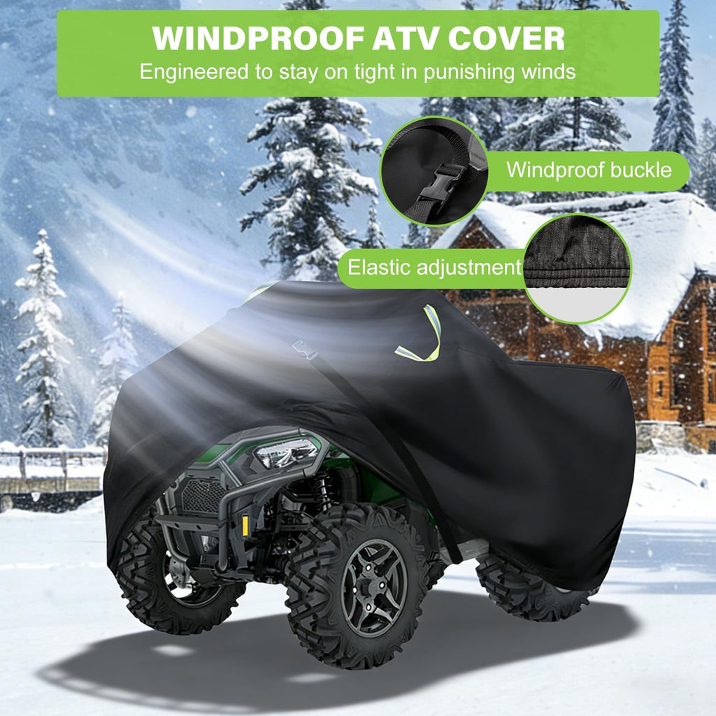 ATV Cover Waterproof Outdoor,Heavy Duty 420D Oxford Cloth,Buckle Straps | 4 Wheeler Covers,Four Wheeler Quad Storage Cover,Tear-Resistant,Anti-UV,Windproof,Elastic Hem,90.5"Lx49.2"Wx51.2"H