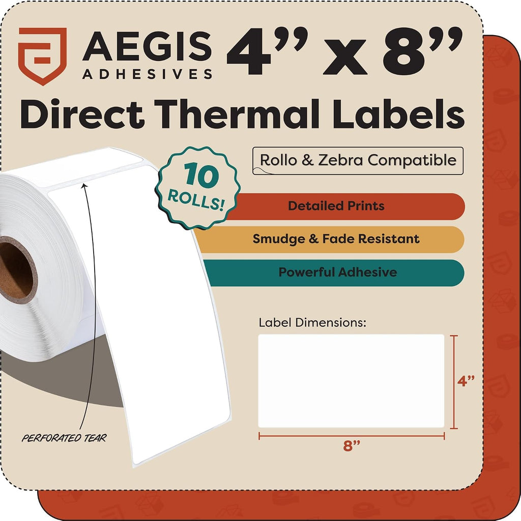 4" x 8" direct thermal labels (2000 count shown in use