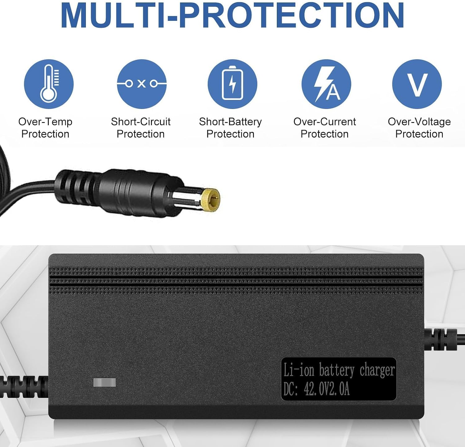 42V 2A Charger for GoTrax GXL V2, Apex, XR Ultra, Go Trax Eclipse, G2,G3, G3 Plus,G4, G Pro 3 Wheel, Astro,Rival, Flex,Flex Campus,Alpha XL/EBE1/EBE2/Shift S2, 5.5 x 2.1 mm / 5.5 x 2.5 mm Tip Port