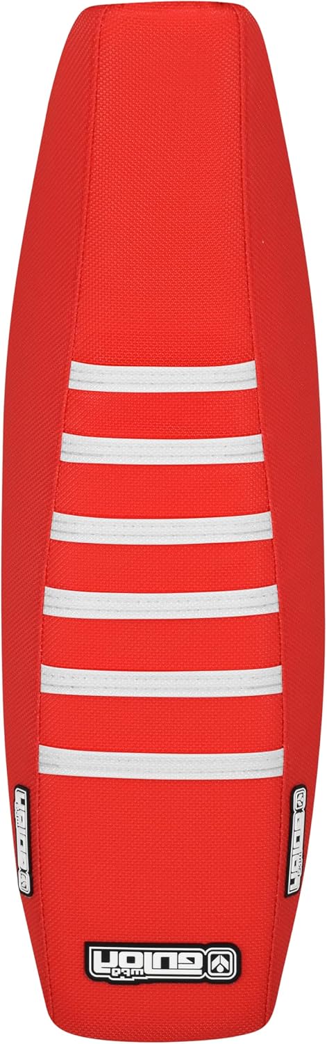 Enjoy Mfg USA-Made Gripper Seat Cover - Compatible with Honda CRF150F (2003–2017) and CRF230F (2003–2019) | Staple-Down Waterproof PVC Gripper top_#187 (All Red with White Ribs)