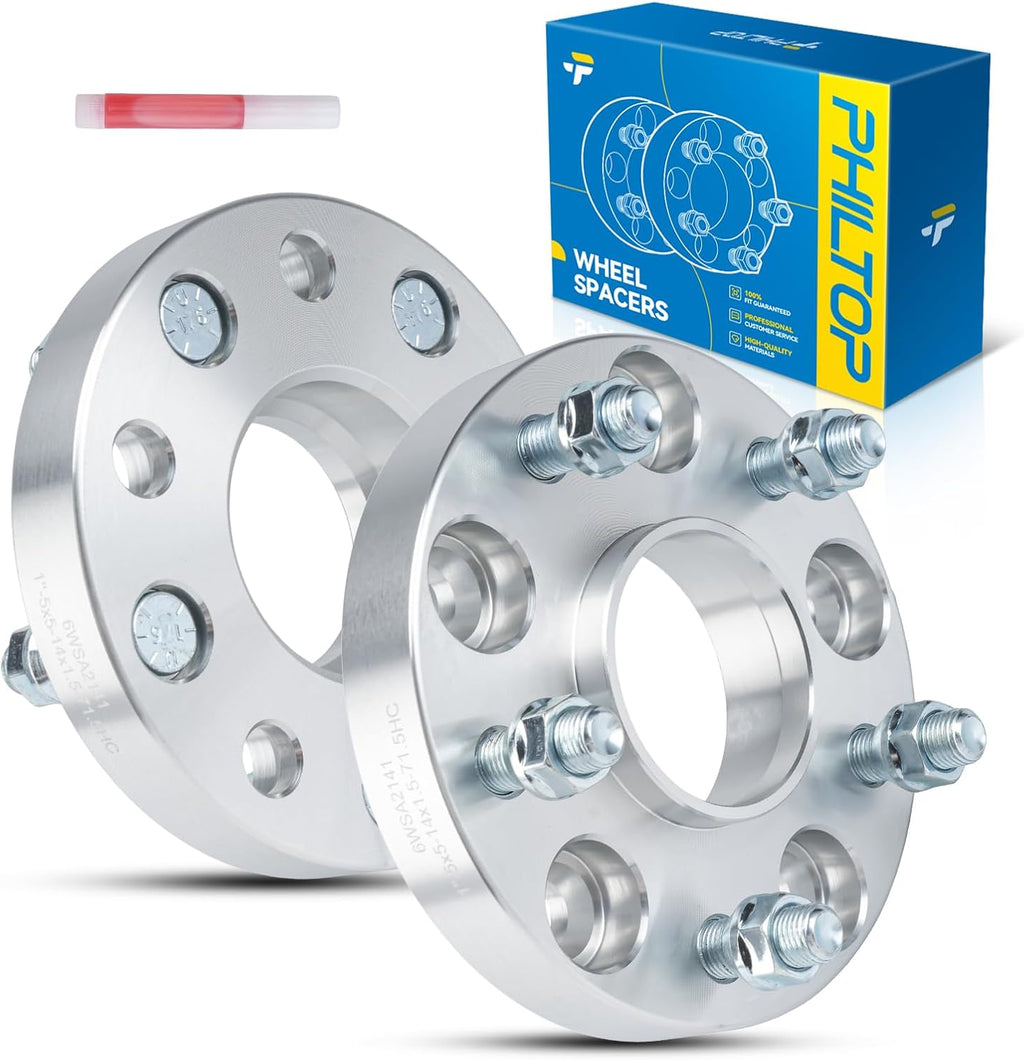 PHILTOP 5x5 1 inch Hub Centric Wheel Spacers for 1991-1998 C1500, 2022-2024 Grand Cherokee, 1988-1998 C1500, 2024-2025 Durango, 2011-2021 Grand Cherokee, 71.5mm Hub Bore, M14x1.5 Thread Pitch, 2Pcs