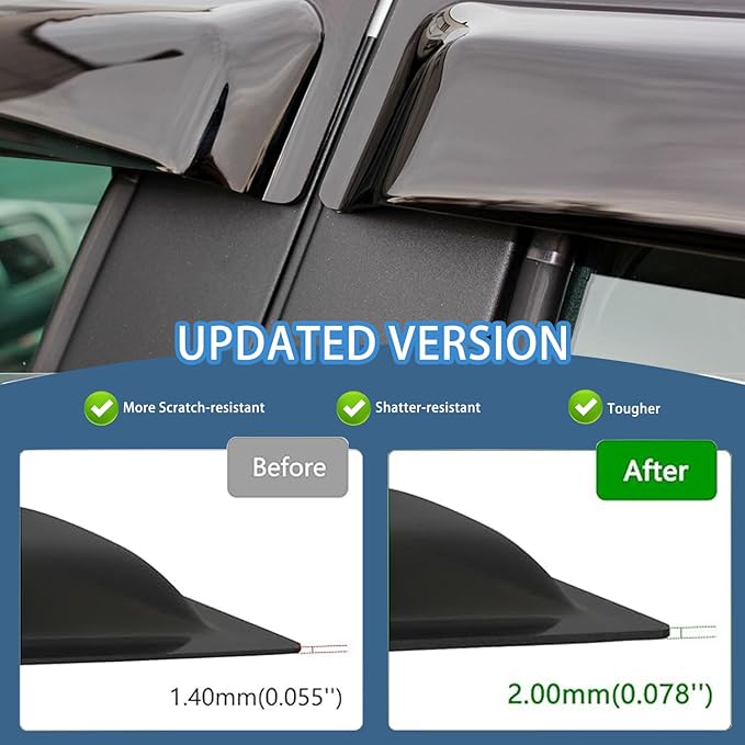 4PCS Rain Guards Window Visors Fits - Image 5