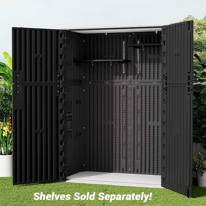 KINYING Outdoor Storage Cabinet Waterproof, 57 Cu.ft Resin Vertical Outdoor - Image 6