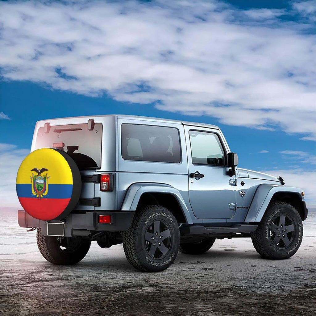 Flag of Ecuador Print Universal Spare Tire Cover for RV, Jeep | Wheel Protector Fits Rv, Trailer, Jeep, Shield Tires From Sun, Dirt And Rain For Outdoor Storage