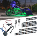 LEDGlow 10pc Advanced Million Color LED Motorcycle Accent Underlow Light Kit - 15 Solid Colors - 6 Patterns - Multi-Color Flexible Strips - Includes Waterproof Control Box & 2 Wireless Remotes