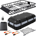 Adjustable Roof Rack Basket 45"-64" x 36" x 5" with 20 Cu.Ft Waterproof Cargo Bag - Heavy Duty Steel Cargo Carrier for SUV Truck Van, 250 lbs Capacity, Complete Accessory Kit